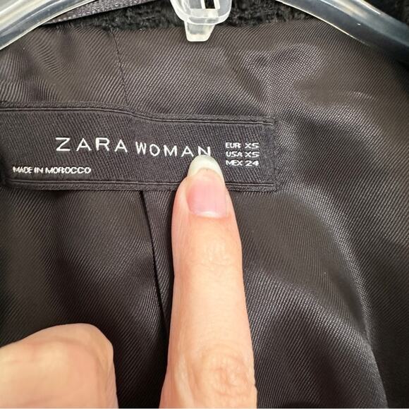 Zara Tweed Textured Long Pearl Button Jacket Coat XS - Picture 4 of 6